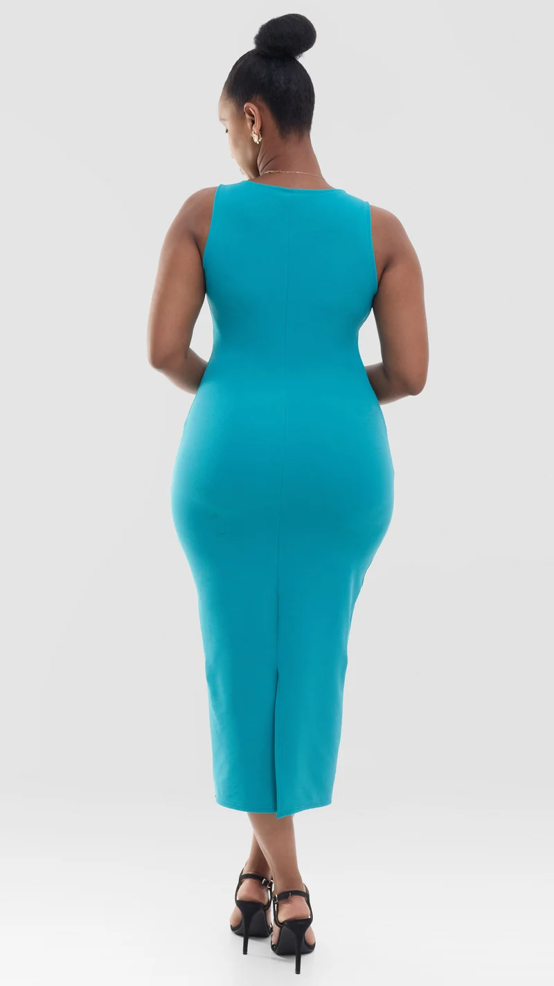 Vivo Midi Bodycon in Stretch Rib - Teal