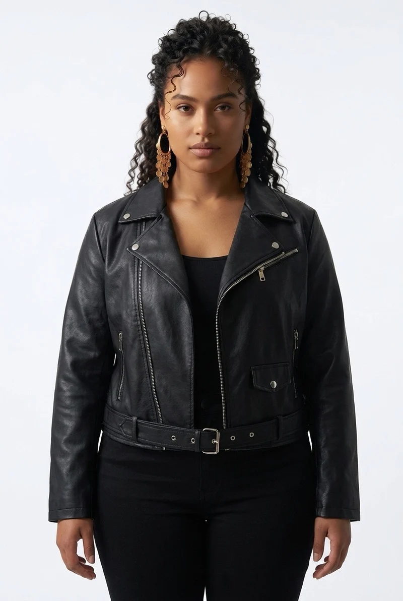 Stylish Sisters Classic Leather Jacket - Black
