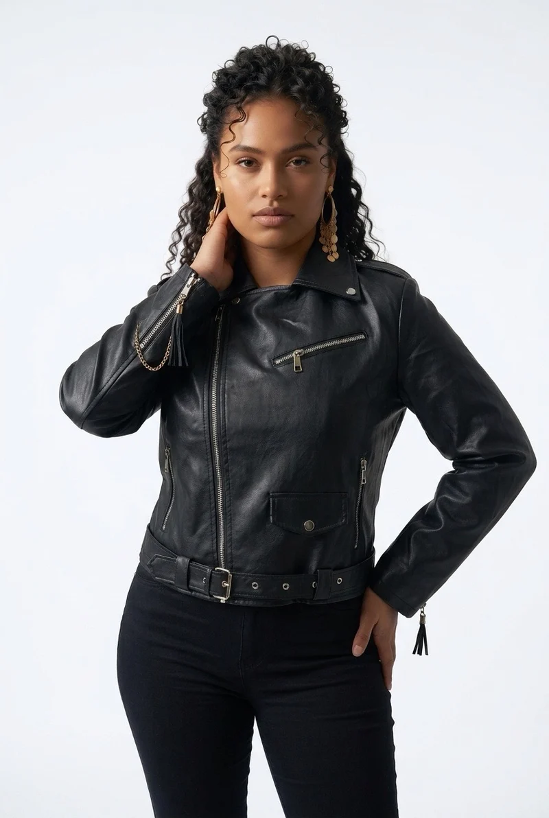 Stylish Sisters Classic Leather Jacket - Black