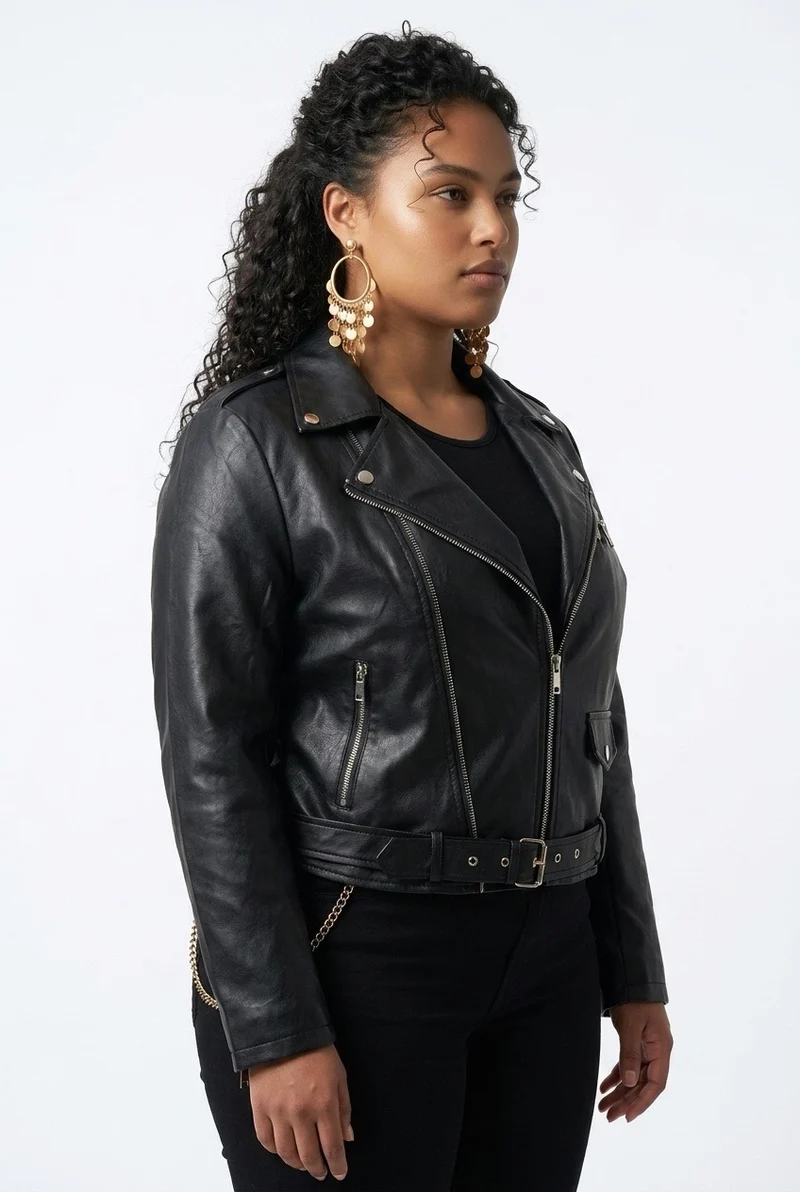 Stylish Sisters Classic Leather Jacket - Black