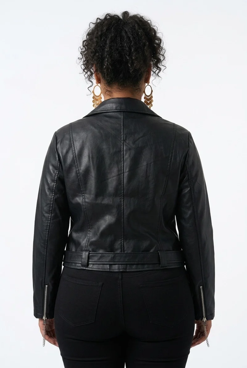 Stylish Sisters Classic Leather Jacket - Black