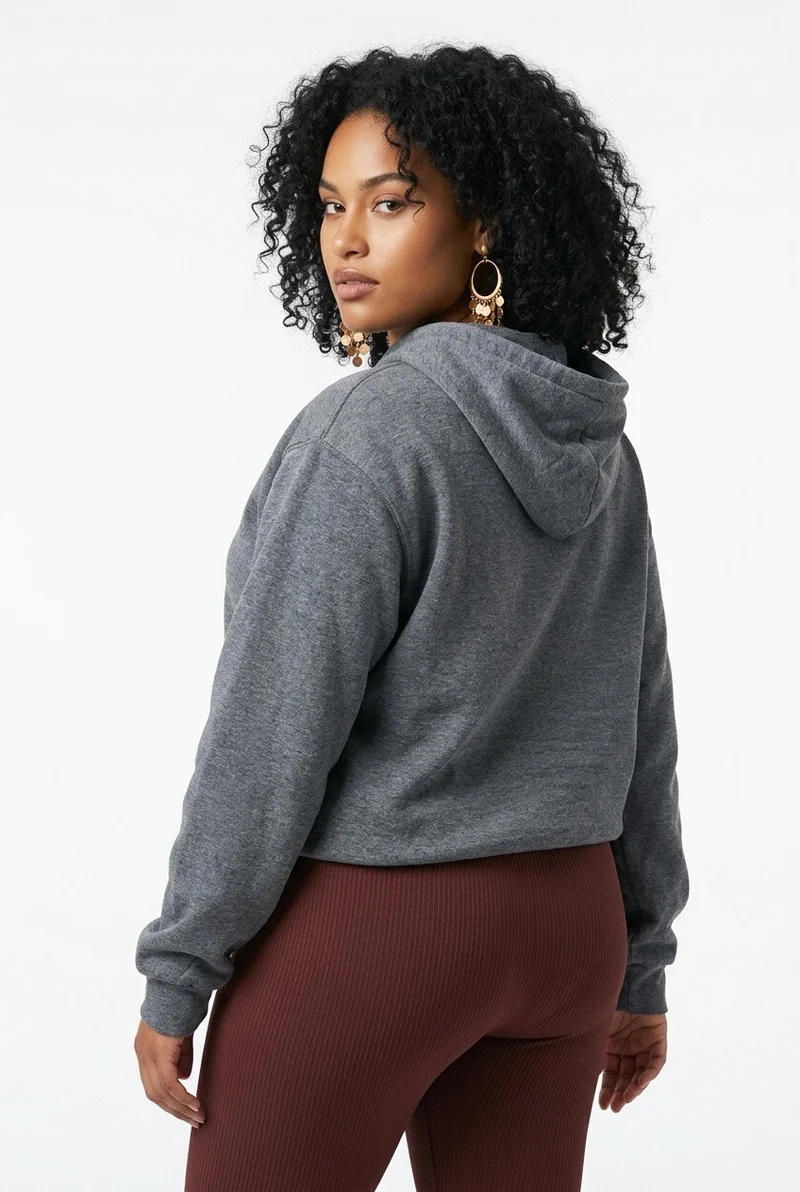 Stylish Sisters Full-Zip Fleece Hoodie Jacket - Dark Grey
