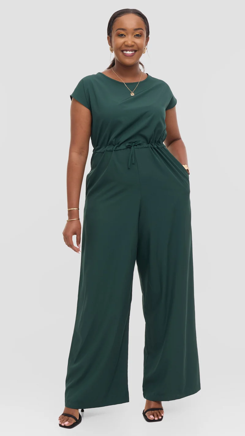 Vivo Sakari Drop Shoulder Jumpsuit - Dark Green