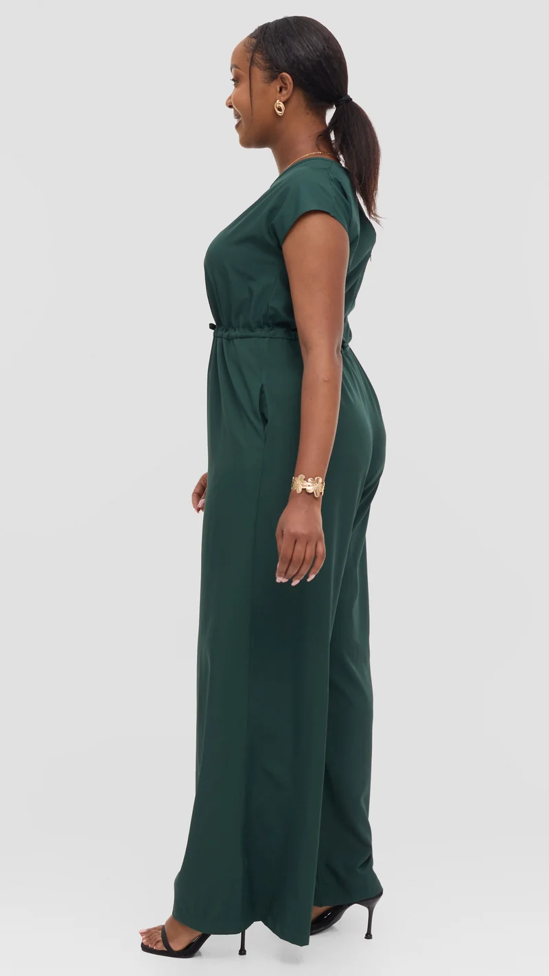 Vivo Sakari Drop Shoulder Jumpsuit - Dark Green