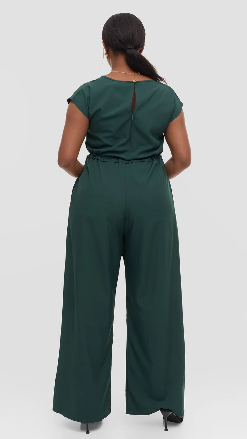 Vivo Sakari Drop Shoulder Jumpsuit - Dark Green
