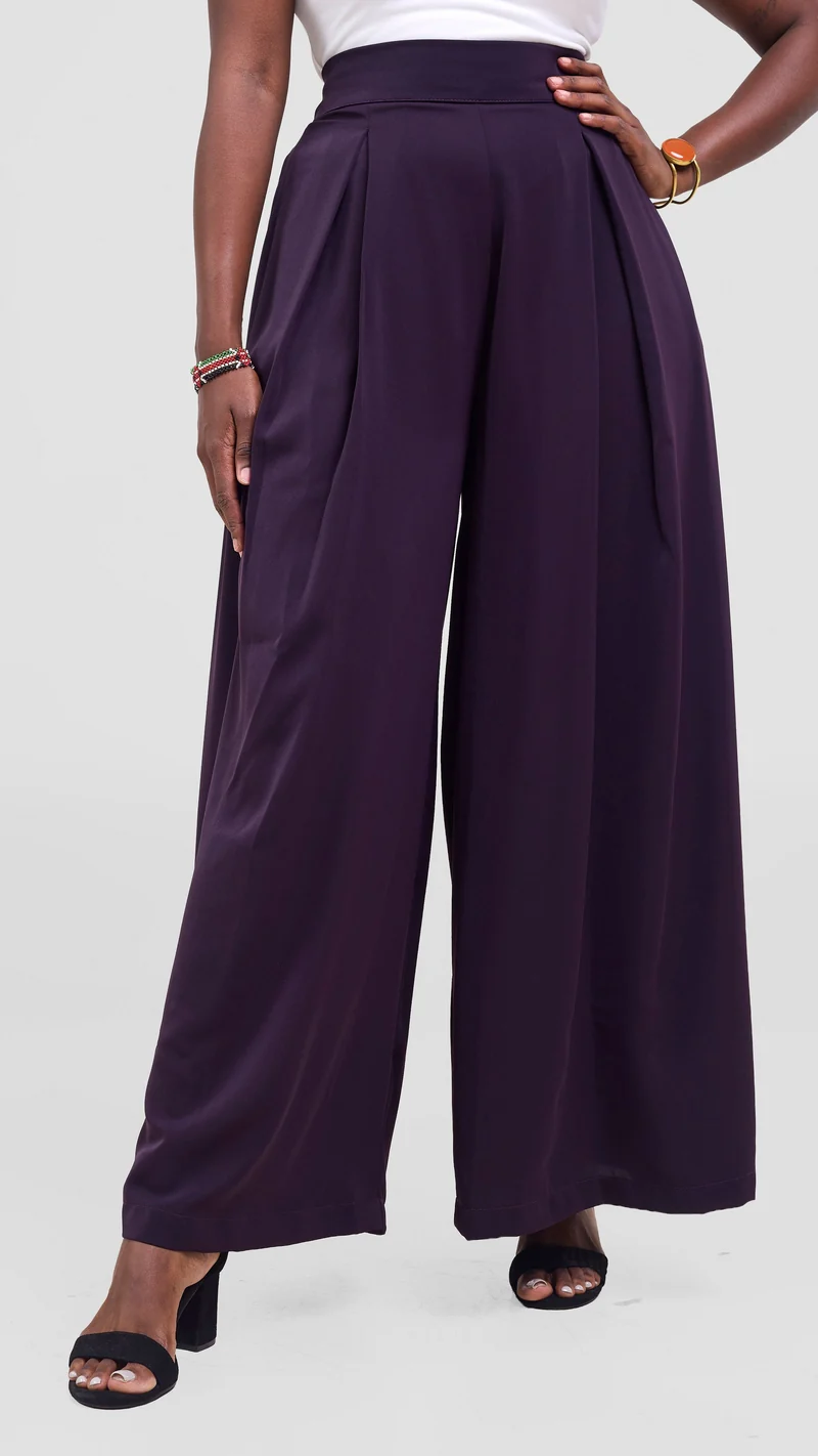 Vivo Hari Wide Leg Pants - Dark Purple