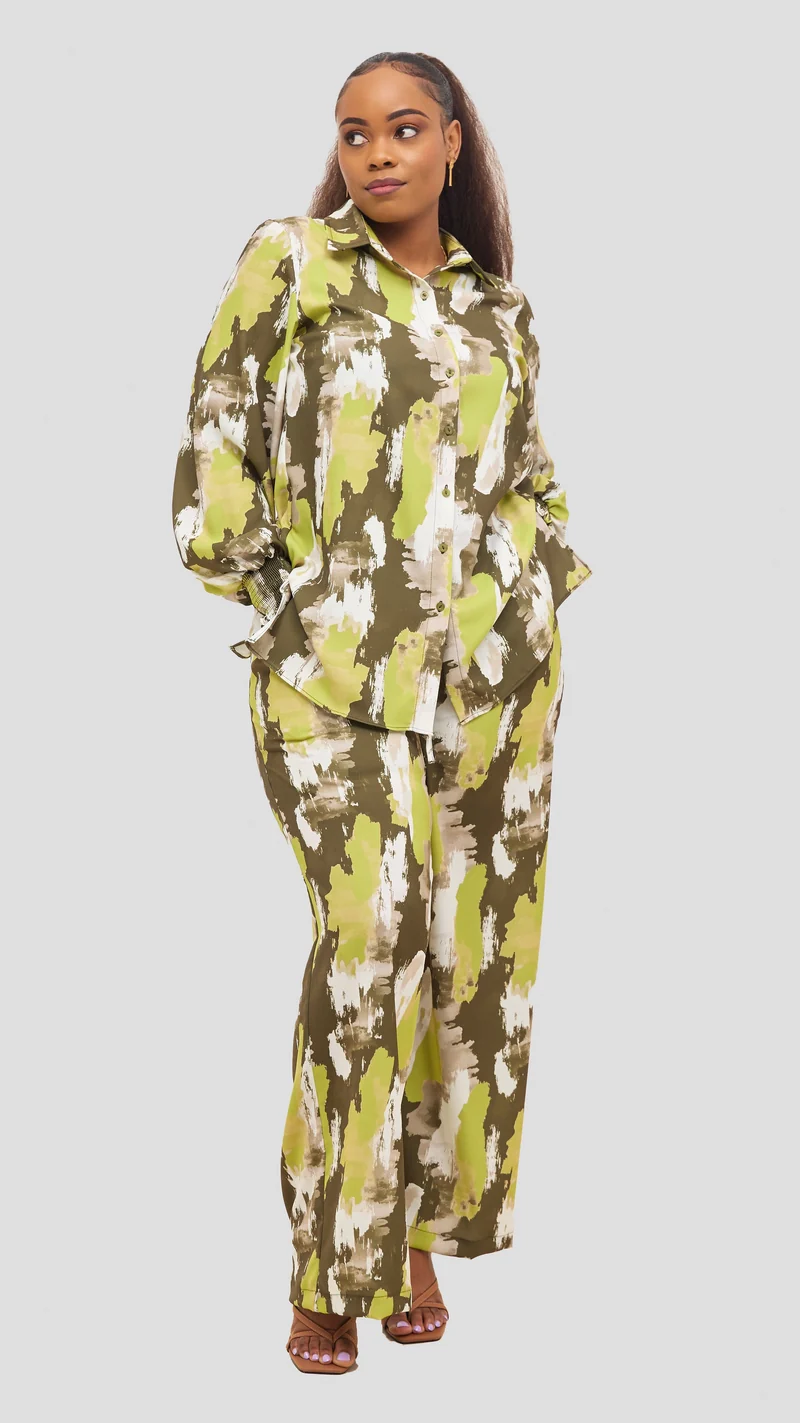 Vivo Wastani Drawstring Pants - Lime / Hunters Marra Print