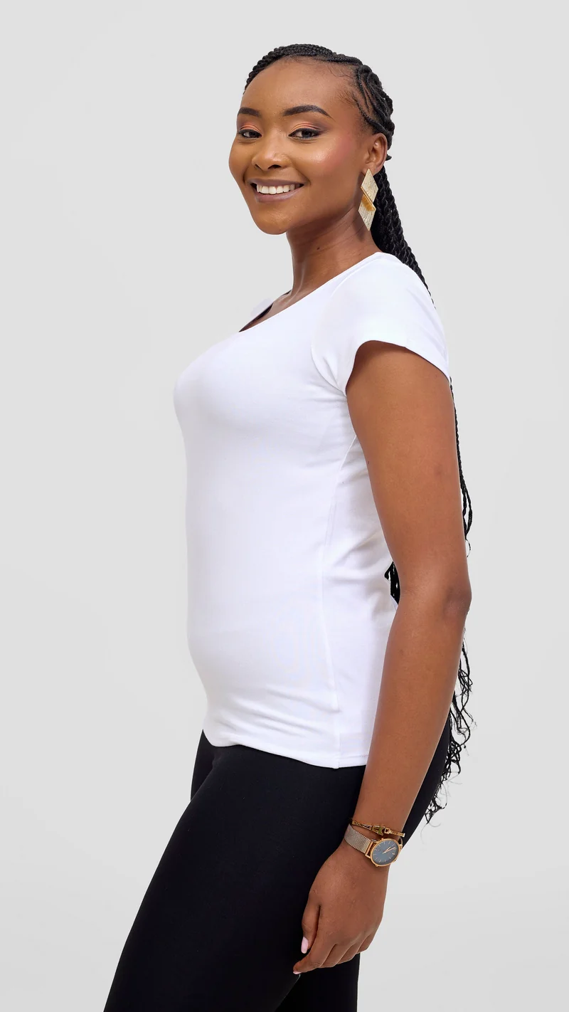 Vivo Everyday Cap Sleeve Top in Jersey - White