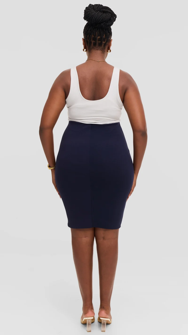 Vivo Pencil Skirt in Ponte - Navy