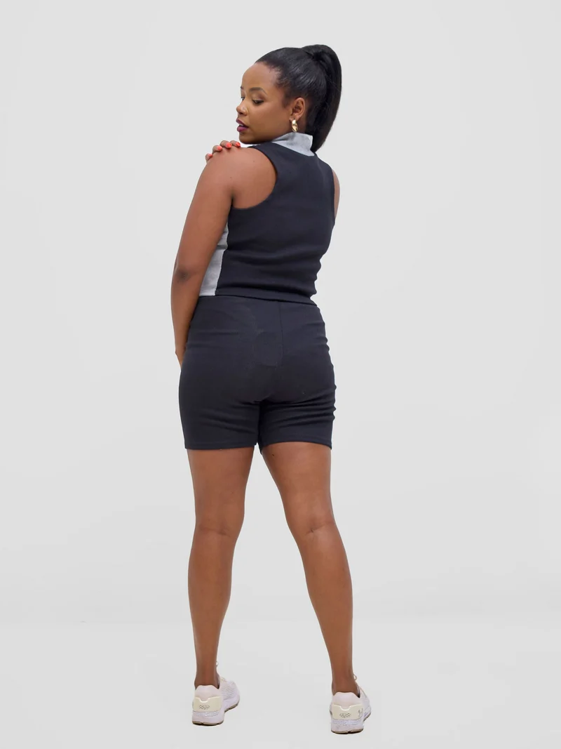 Zoya Vasha Sleeveless Turtleneck Top - Black / Grey