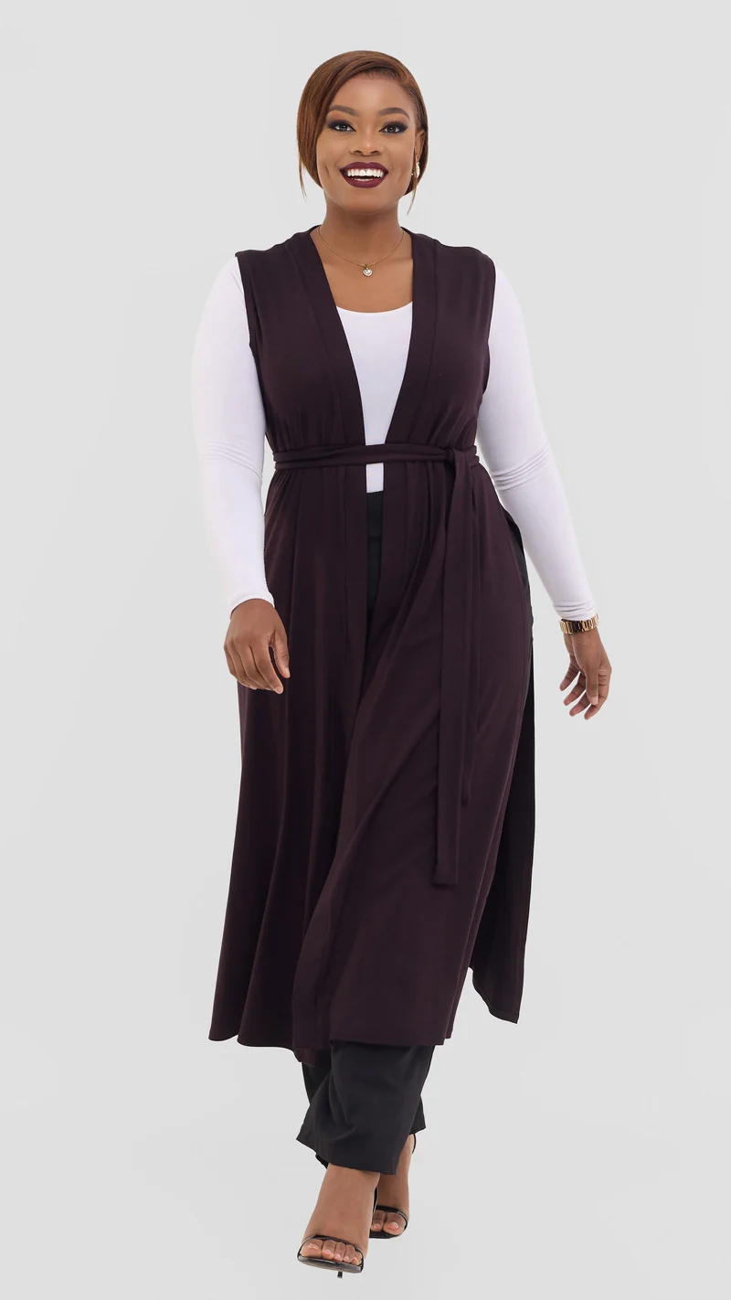 Vivo Chela Sleeveless Waterfall in Jersey - Chocolate