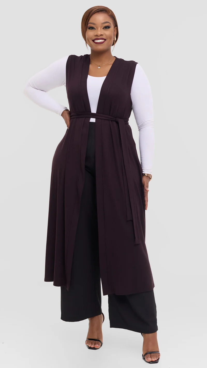 Vivo Chela Sleeveless Waterfall in Jersey - Chocolate