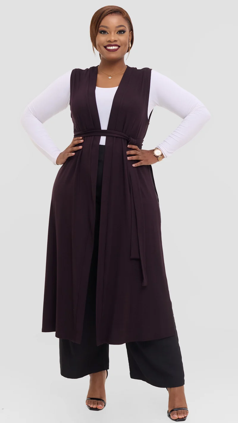 Vivo Chela Sleeveless Waterfall in Jersey - Chocolate