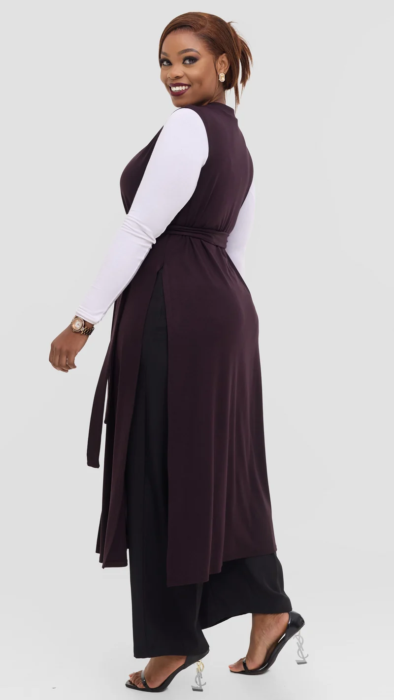 Vivo Chela Sleeveless Waterfall in Jersey - Chocolate