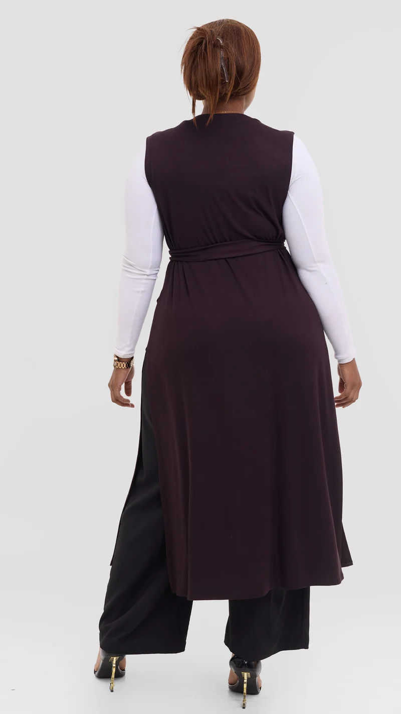 Vivo Chela Sleeveless Waterfall in Jersey - Chocolate