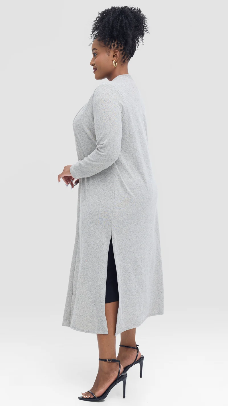 Vivo Long Sleeve Waterfall in Sweater - Light Grey
