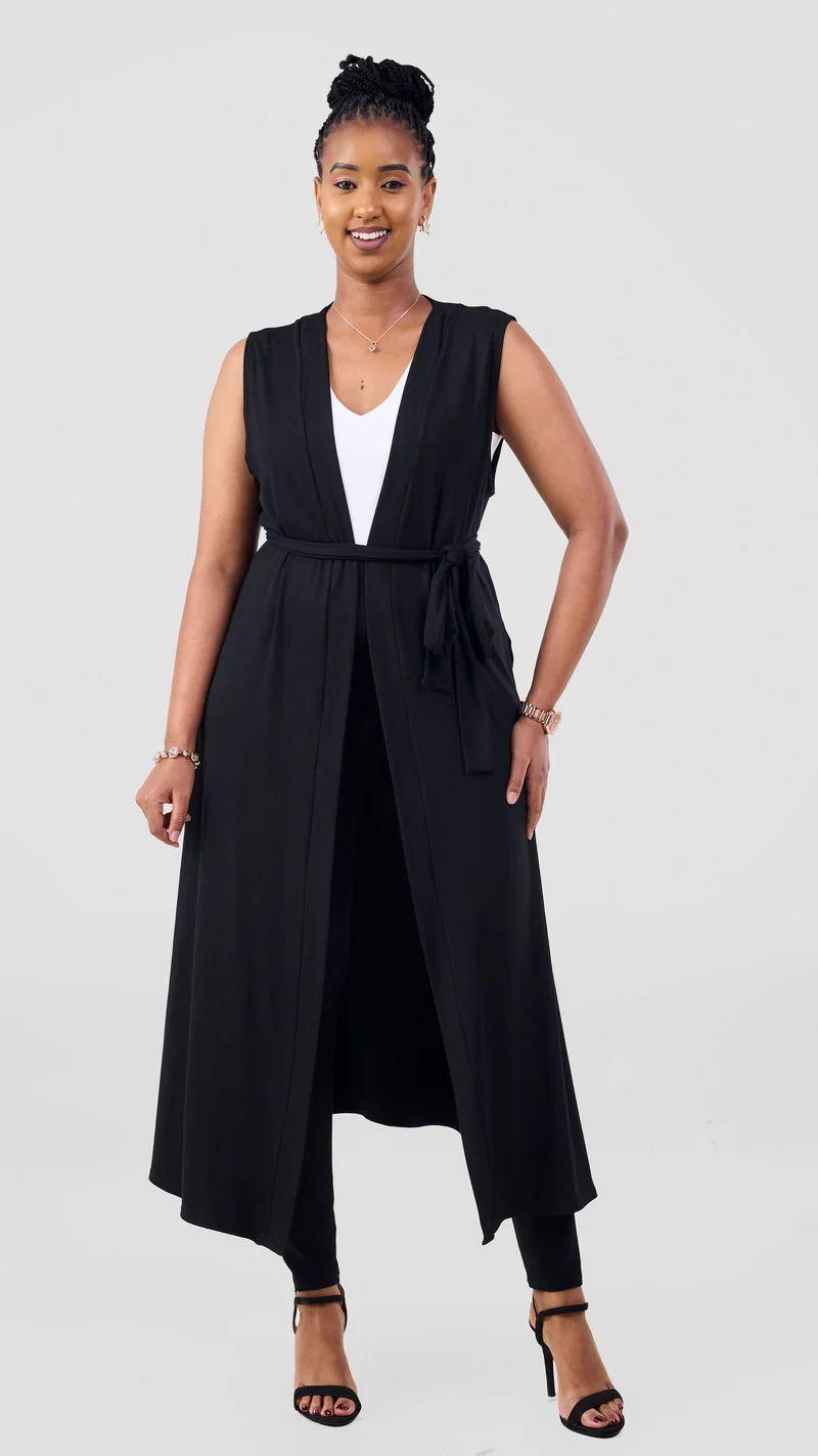 Vivo Chela Sleeveless Waterfall in Jersey - Black