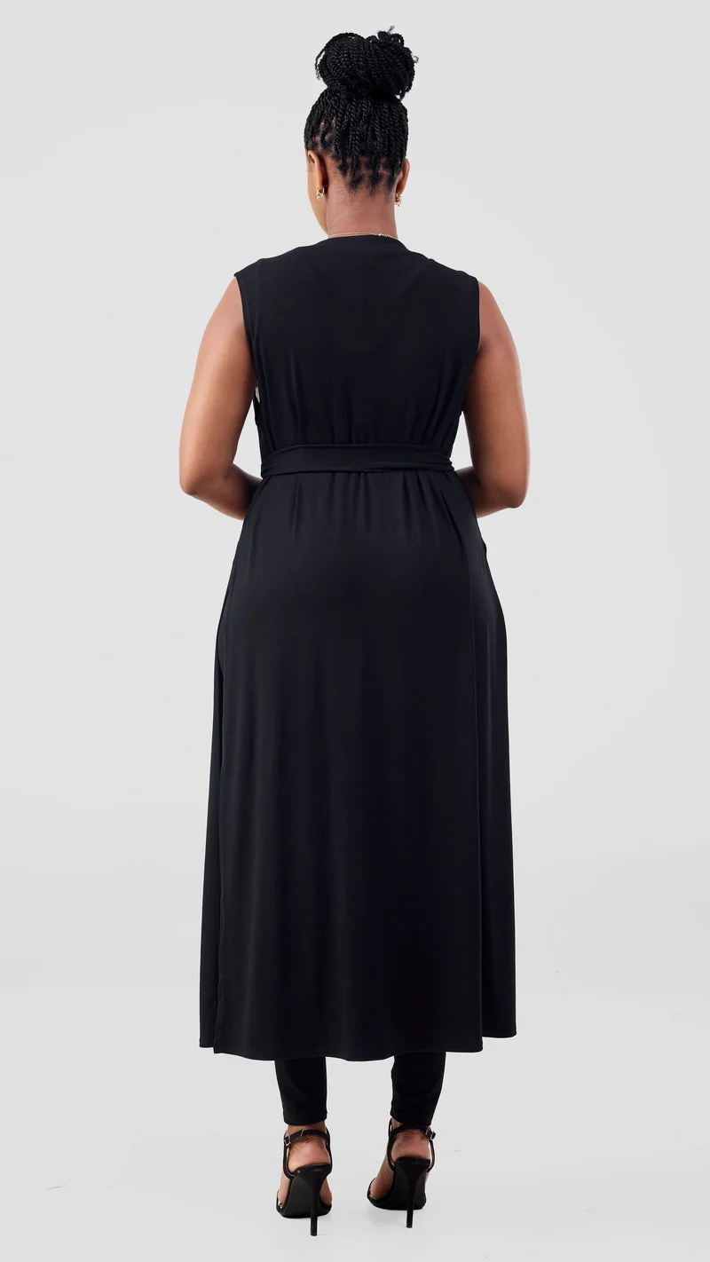 Vivo Chela Sleeveless Waterfall in Jersey - Black