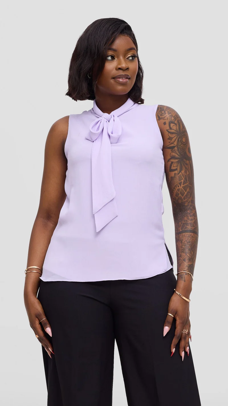 Vivo Niari Sleeveless Top In Chiffon - Lilac