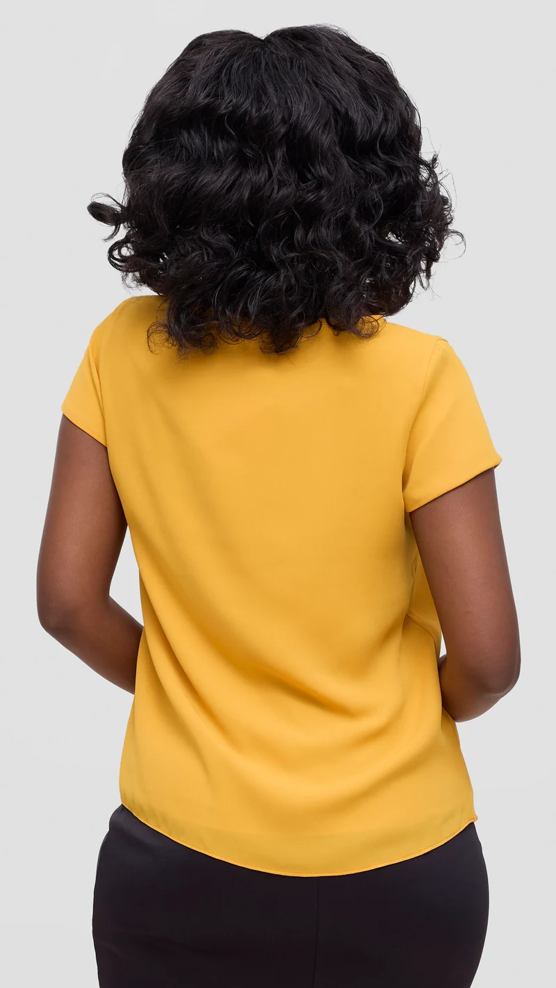 Vivo Basic Chiffon Cap Sleeve Top (Double Layered) - Mustard
