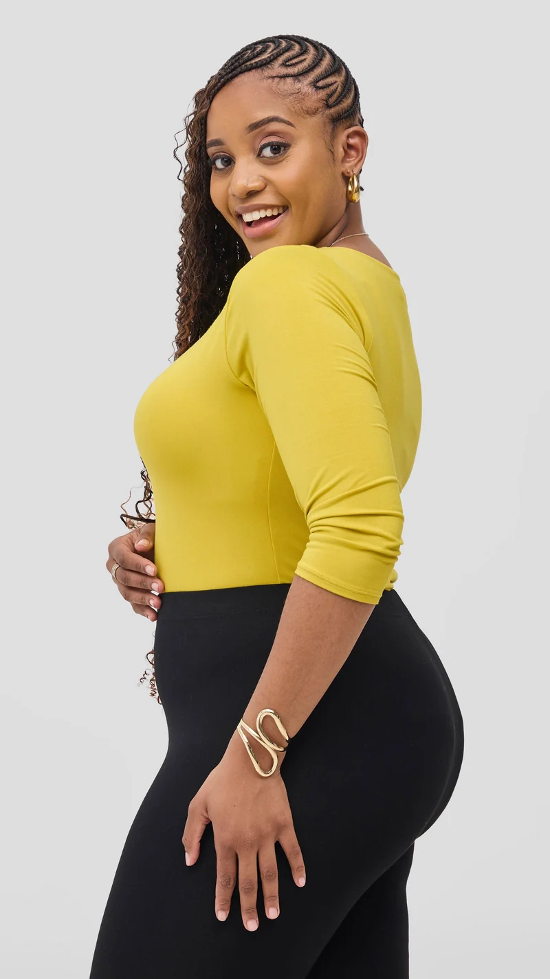 Vivo Basic 3/4 Sleeve Double Layered Bodysuit - Olive