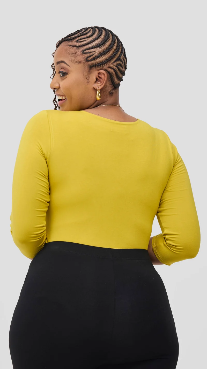 Vivo Basic 3/4 Sleeve Double Layered Bodysuit - Olive