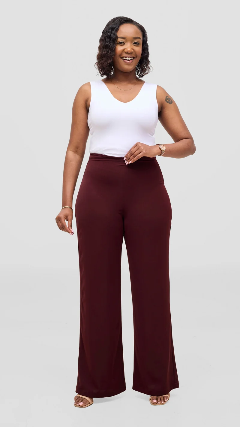 Vivo Talia Slim Pants - Burgundy