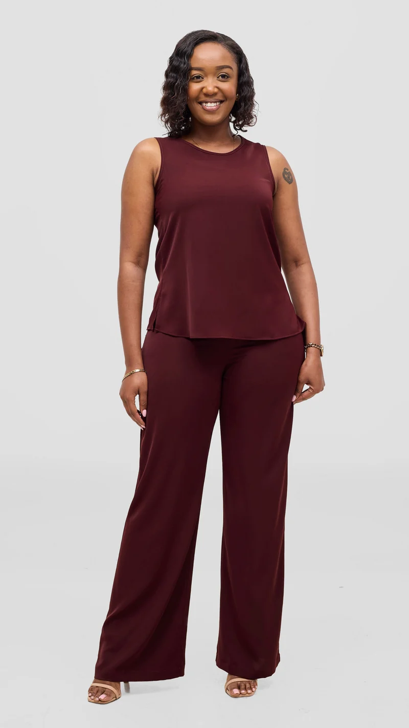 Vivo Talia Slim Pants - Burgundy