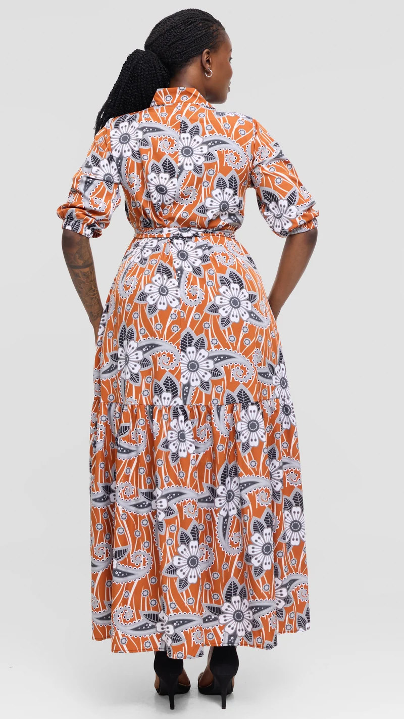 Salok Havilah Sese Maxi Dress - Orange Print