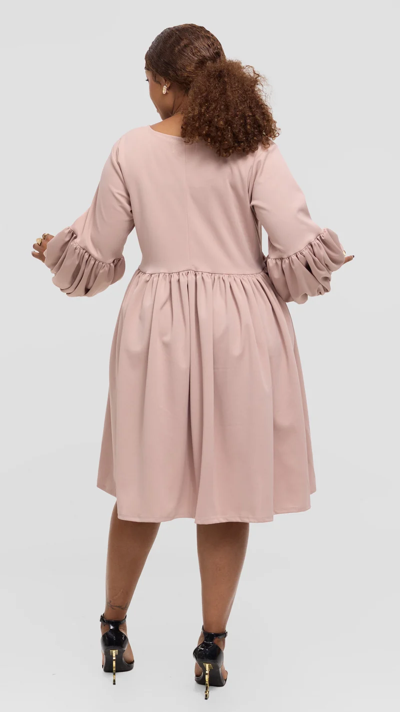Anzo Wear Puffed Babydoll Dress - Beige