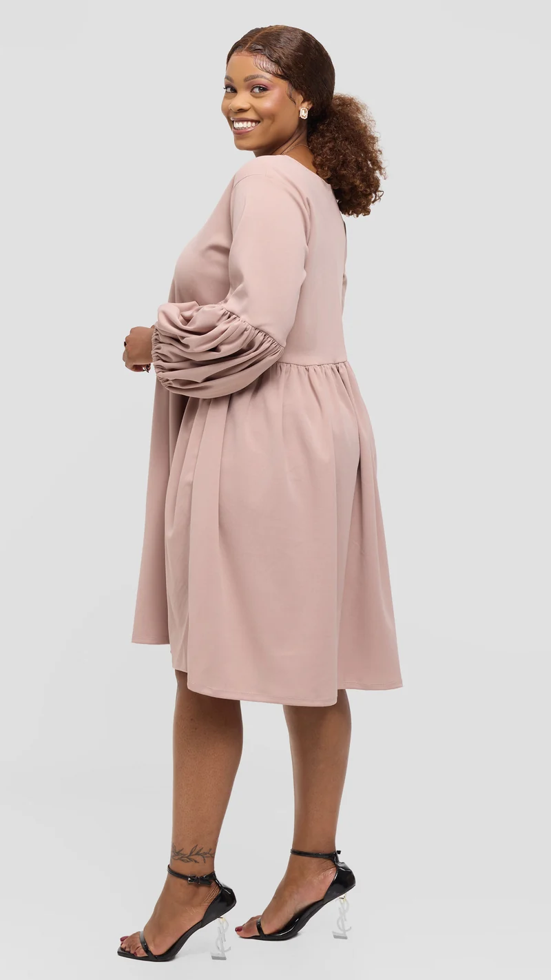 Anzo Wear Puffed Babydoll Dress - Beige