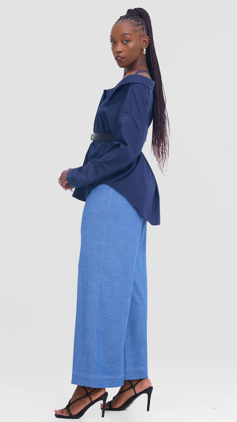 Vivo Drop Shoulder Top in Cotton - Navy