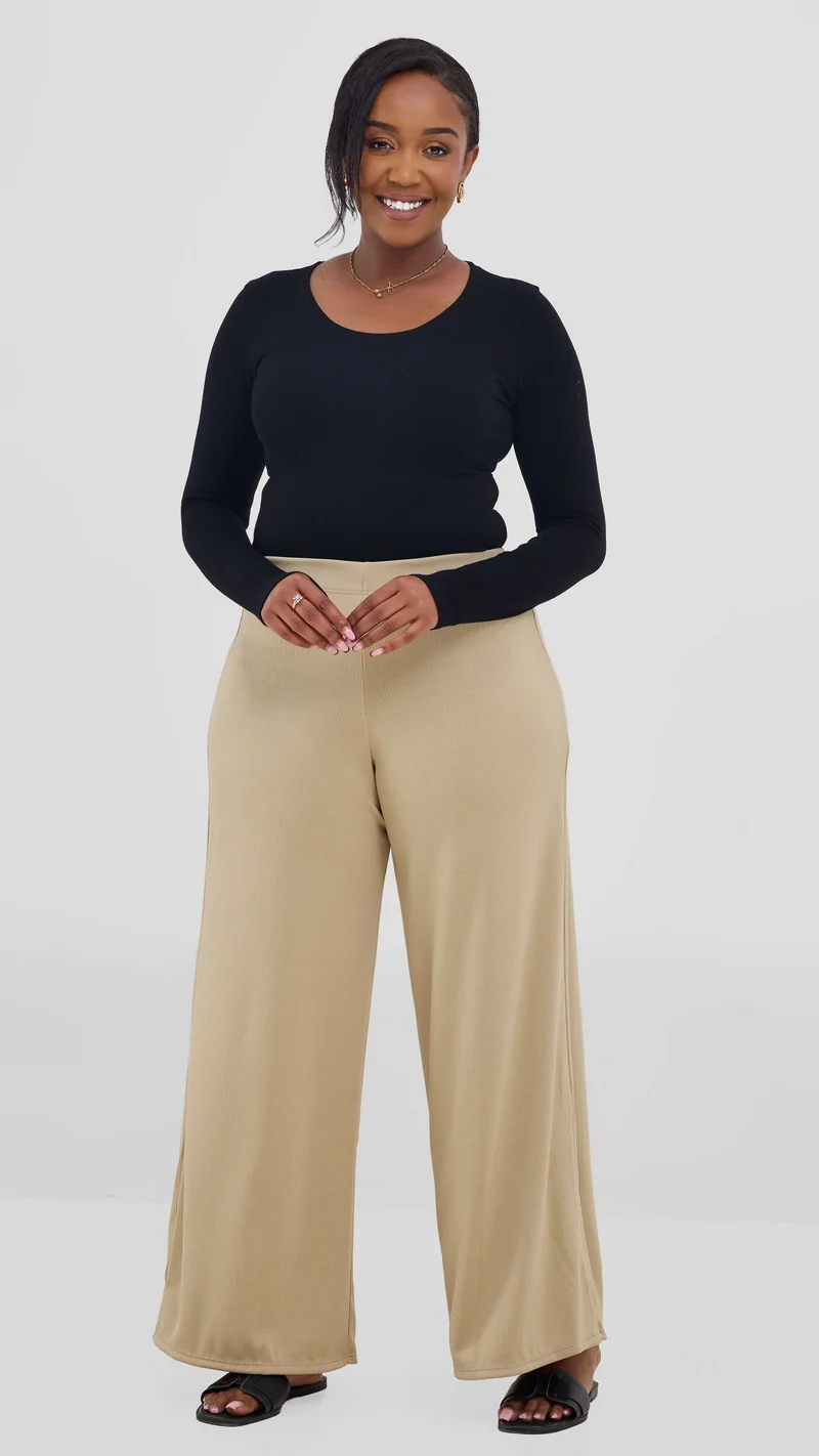 Vivo Chela Wide Leg Pants - Taupe