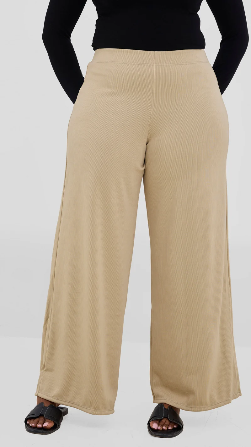 Vivo Chela Wide Leg Pants - Taupe