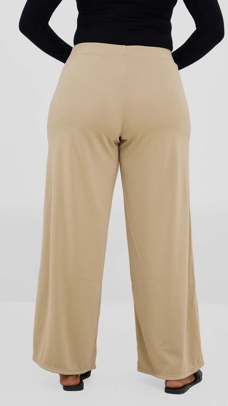 Vivo Chela Wide Leg Pants - Taupe