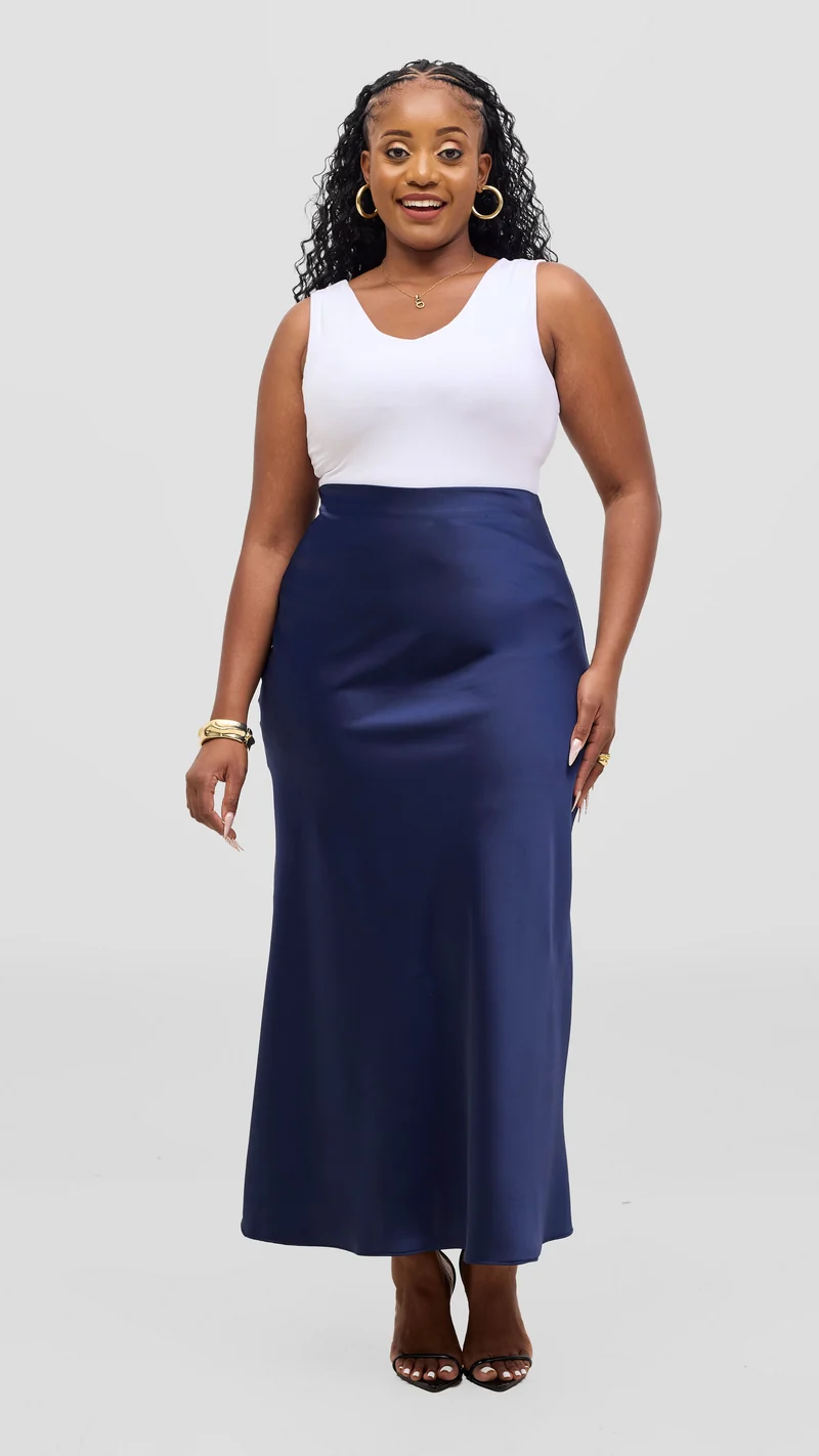 Vivo Talia Maxi Slip Skirt - Navy