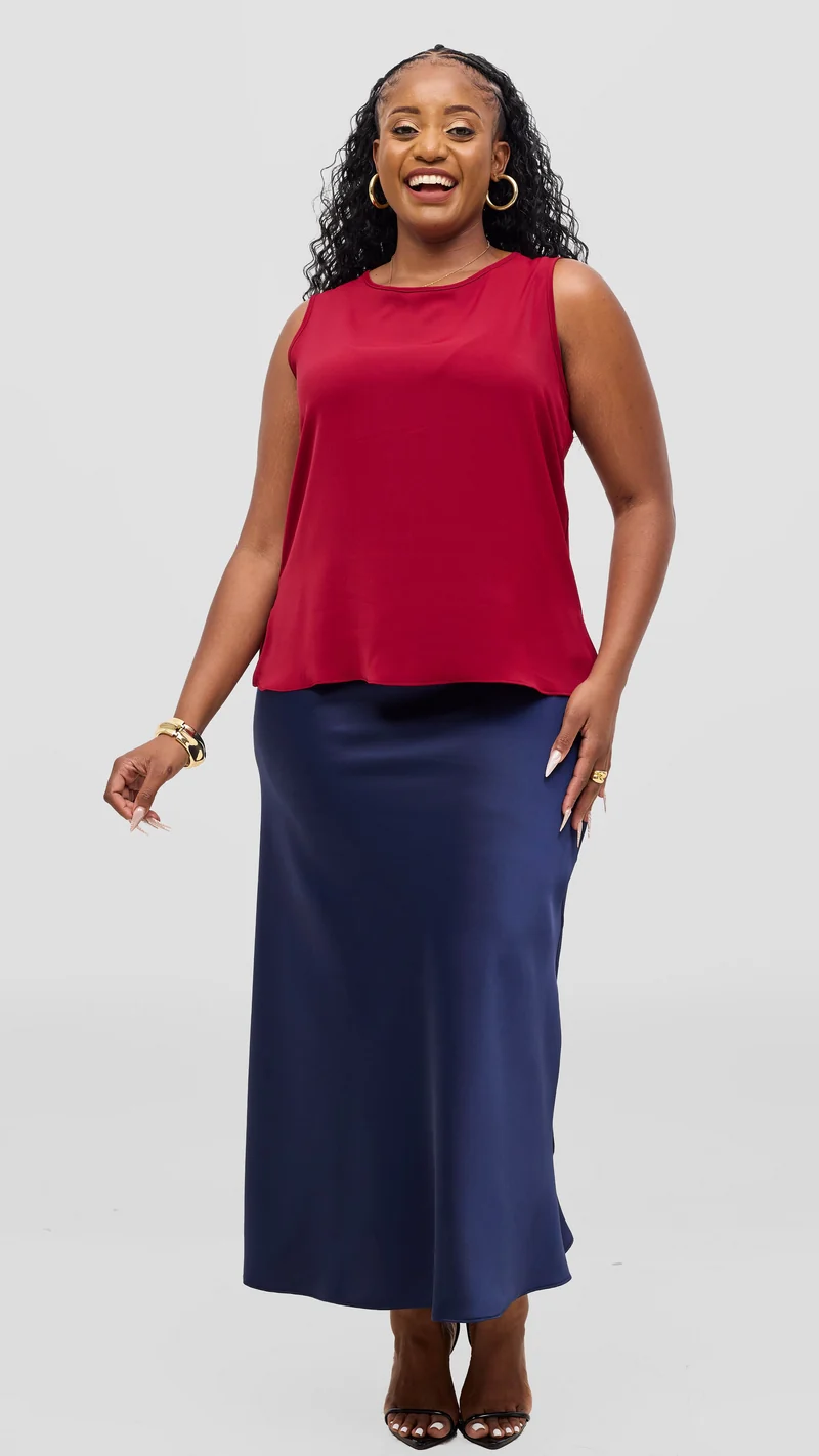 Vivo Talia Maxi Slip Skirt - Navy