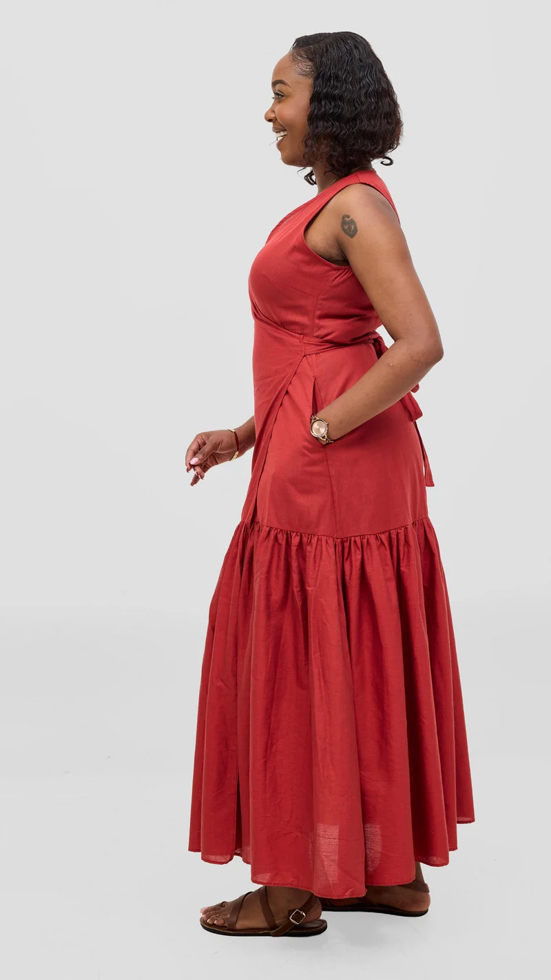 Safari Solana Wrap Dress - Brown