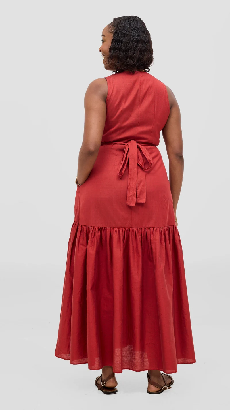 Safari Solana Wrap Dress - Brown