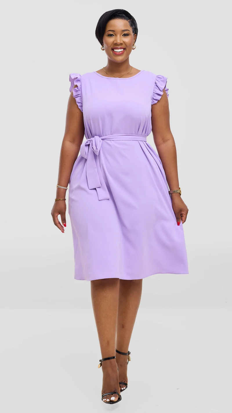 Vivo Nasinka A-Line Knee Length Dress In Crepe - Lilac