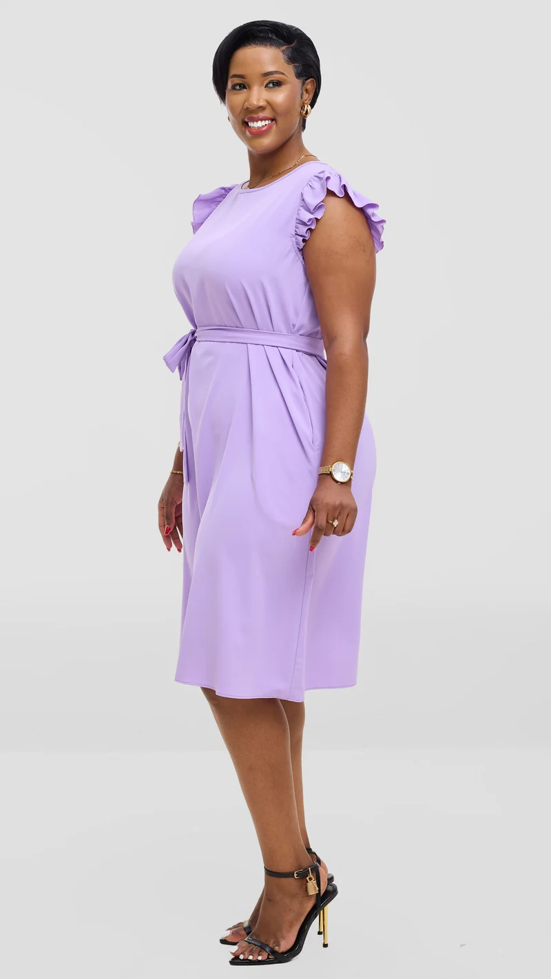 Vivo Nasinka A-Line Knee Length Dress In Crepe - Lilac