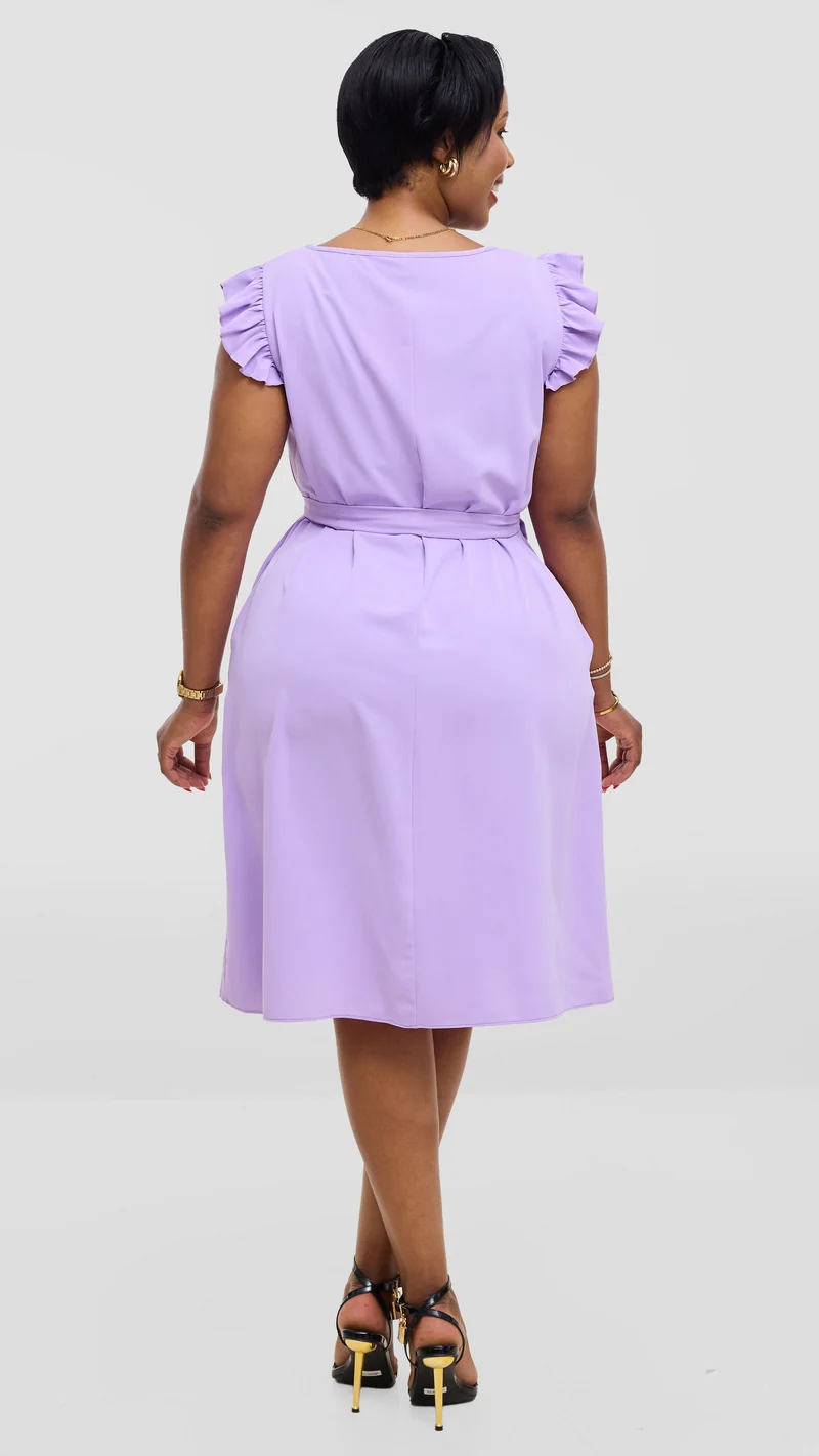 Vivo Nasinka A-Line Knee Length Dress In Crepe - Lilac