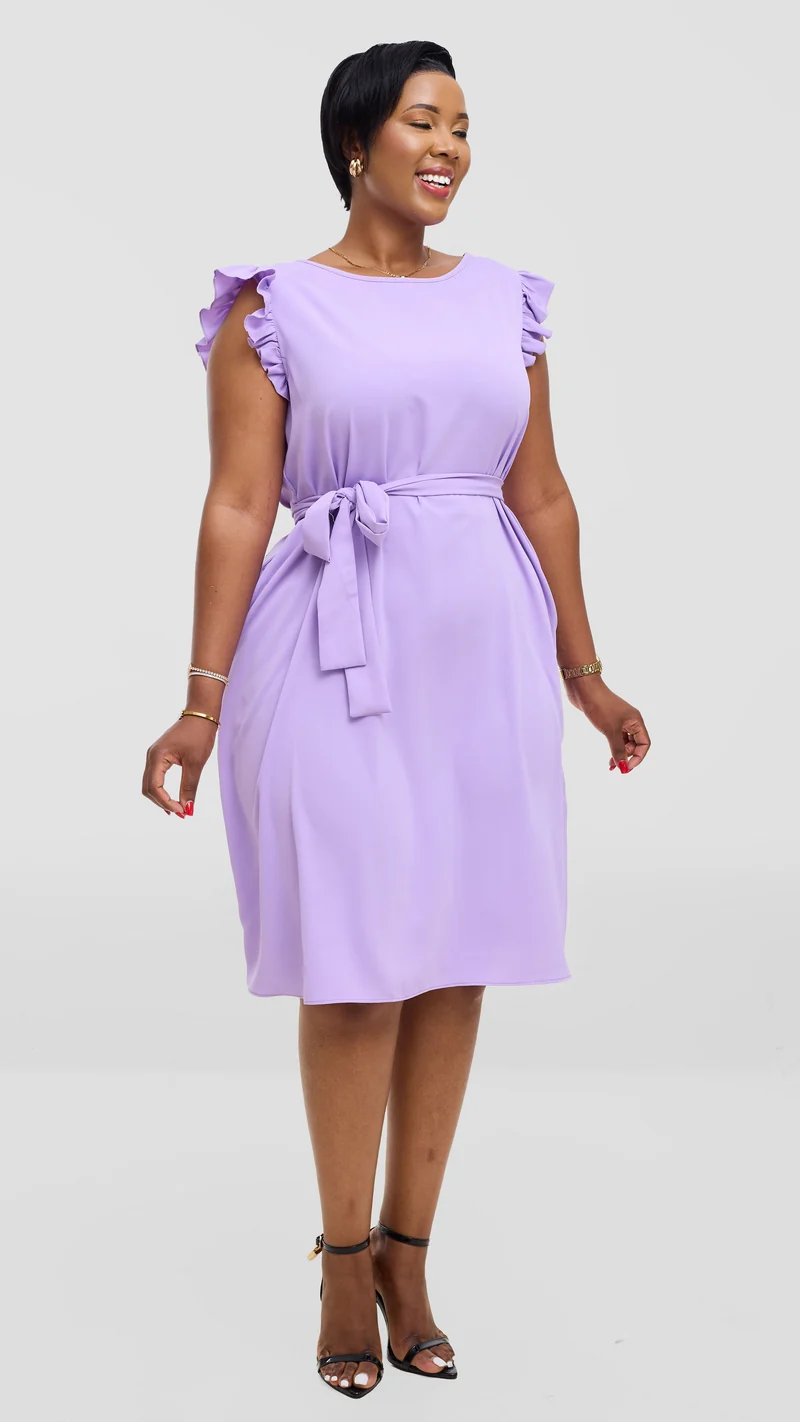 Vivo Nasinka A-Line Knee Length Dress In Crepe - Lilac