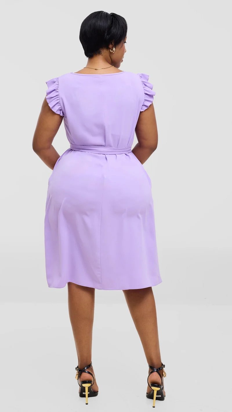 Vivo Nasinka A-Line Knee Length Dress In Crepe - Lilac
