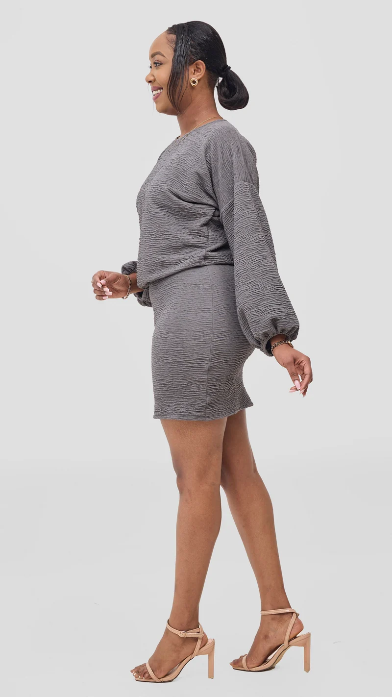 Vivo Alma Drawstring Top - Dark Grey