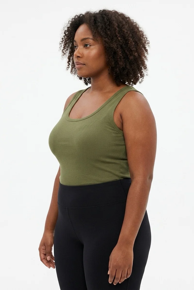 Stylish Sisters Classic Scoop-Neck Cotton Tank Vest Top - Green