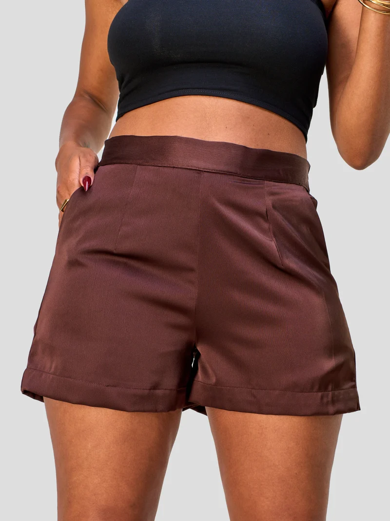 Vivo Nimali Satin Shorts - Brown