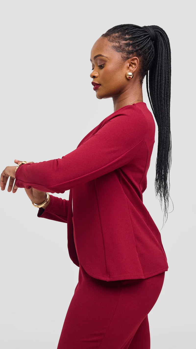 Vivo Basic Straight Leg Pants - Wine Red