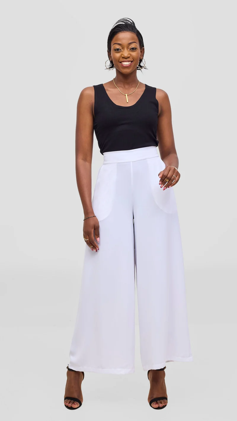 Vivo Talia Wide Leg Pants - White