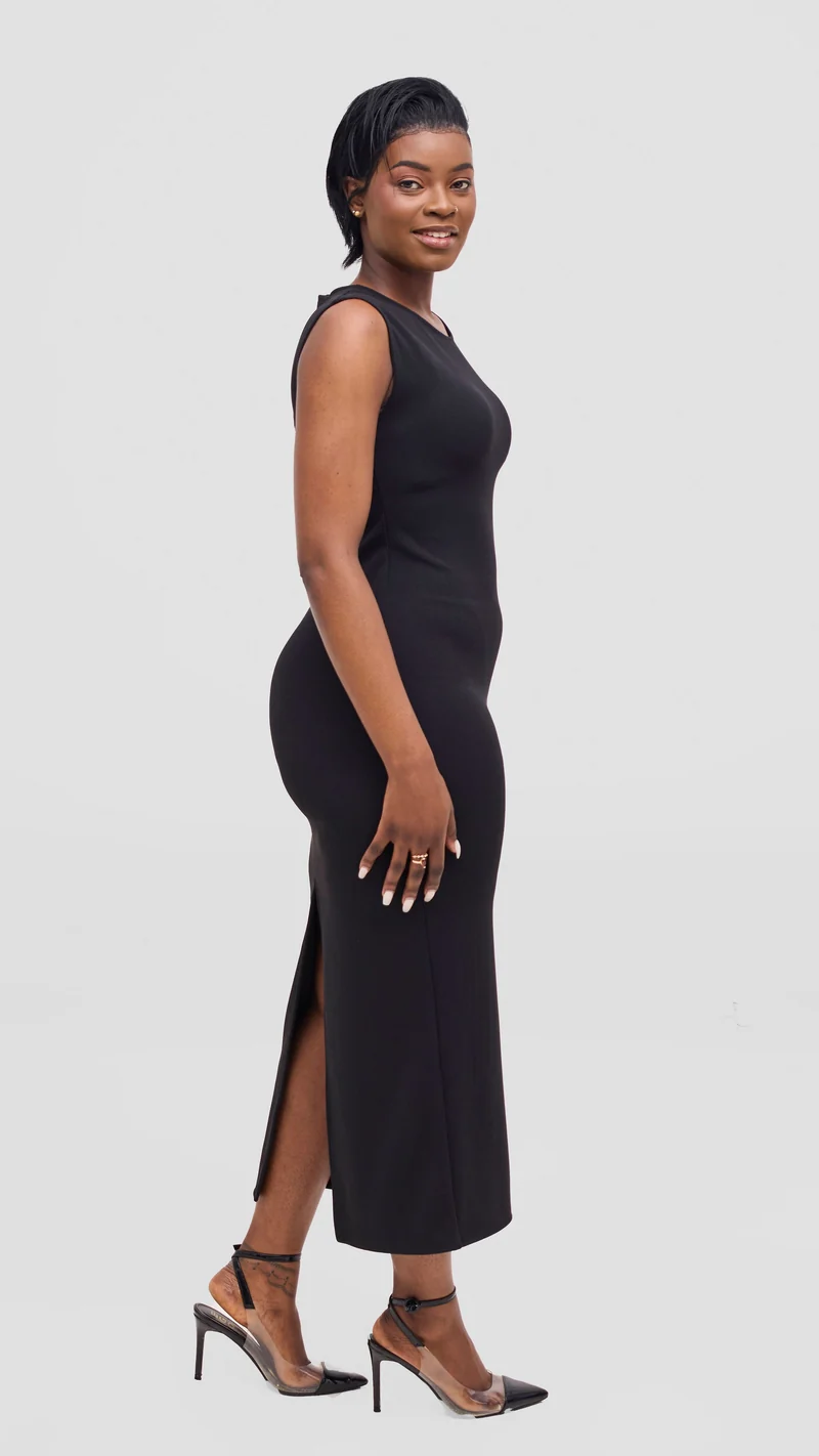 Vivo Selah Sleeveless Maxi Dress in Stretch Rib - Black